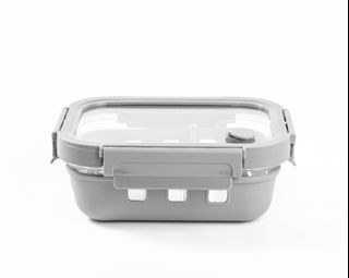 Famco Rectangular Glass Lunch Box with Silicone Sleeve 640ml, Microwavable Borosilicate Glass, Airtight, Leak Proof Bento Box