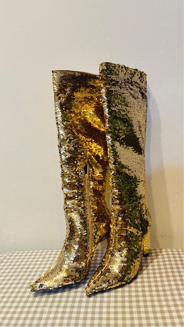 Gold sequin ankle boots store