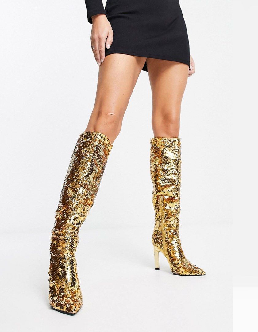 Gold sequin outlet boots