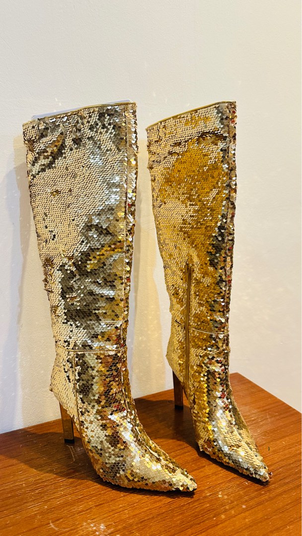 Gold 2024 sparkly boots