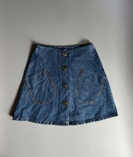Gucci Marble Washed Denim Mini Skirt in Blue