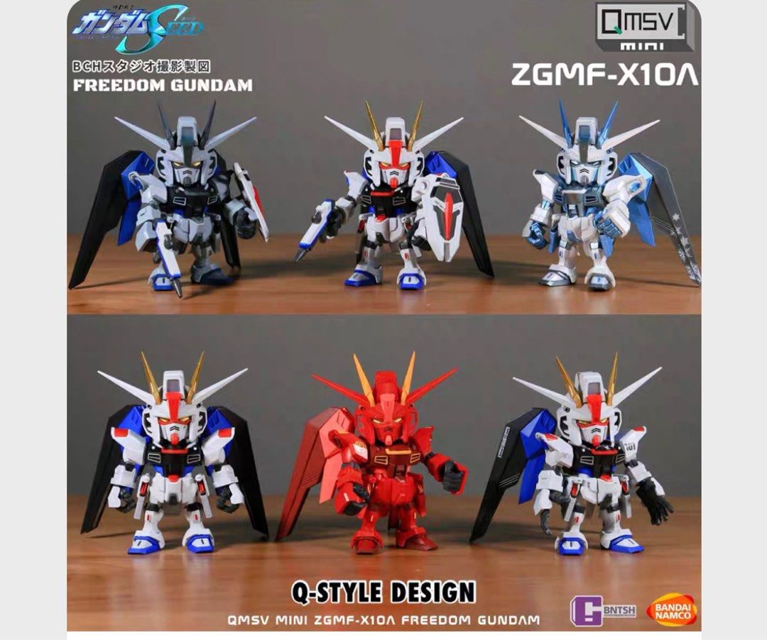Gundam QSMV Mini Blind Box ZGMF-X01A Freedom Gundam Bandai Popmart (Category: Designer & Blind Box Toys) located in Singapore. Submitted by ajhobby (Listing ID 1289524677, Image 2). Description: QSMV mini Freedom Gundam 🔥 100% Authentic 🔥 Bandai Licensed product New One set contains 8 boxes Price: $150 8 different design (6 basic + 2 hidden) *One set is not compulsory include 8 different design We also can sell each design separately, pm us for
