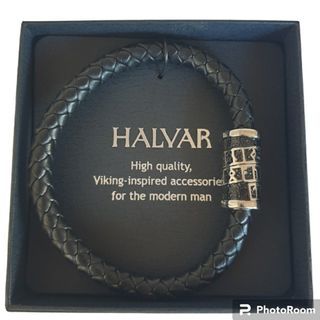 Halvar Bracelet Bangle - Black Leather(20cm)