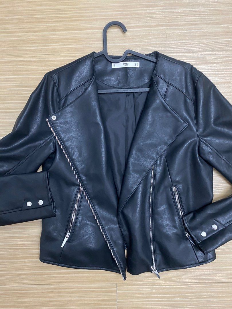 Leather Jacket (Category: Coats, Jackets and Outerwear) located in Port Klang. Submitted by bunnys.ell (Listing ID 1289588239, Image 2). Description: Anyone interested, kindly DM me. It's 100% original from MNG, and I've worn it 3–4 times only. There are minor defects, as you can see, that are not really noticeable..