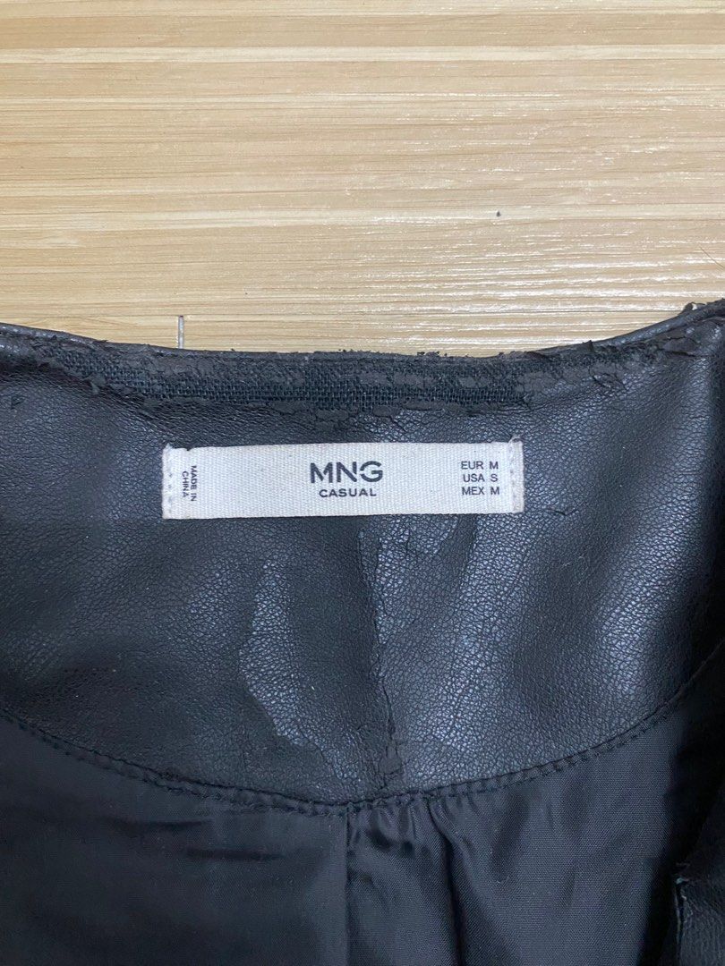 Leather Jacket (Category: Coats, Jackets and Outerwear) located in Port Klang. Submitted by bunnys.ell (Listing ID 1289588239, Image 3). Description: Anyone interested, kindly DM me. It's 100% original from MNG, and I've worn it 3–4 times only. There are minor defects, as you can see, that are not really noticeable..