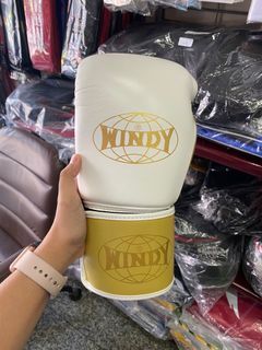 Limited Edition Windy BGVH Genuine Leather Muay Thai Boxing Gloves 16 oz White Gold