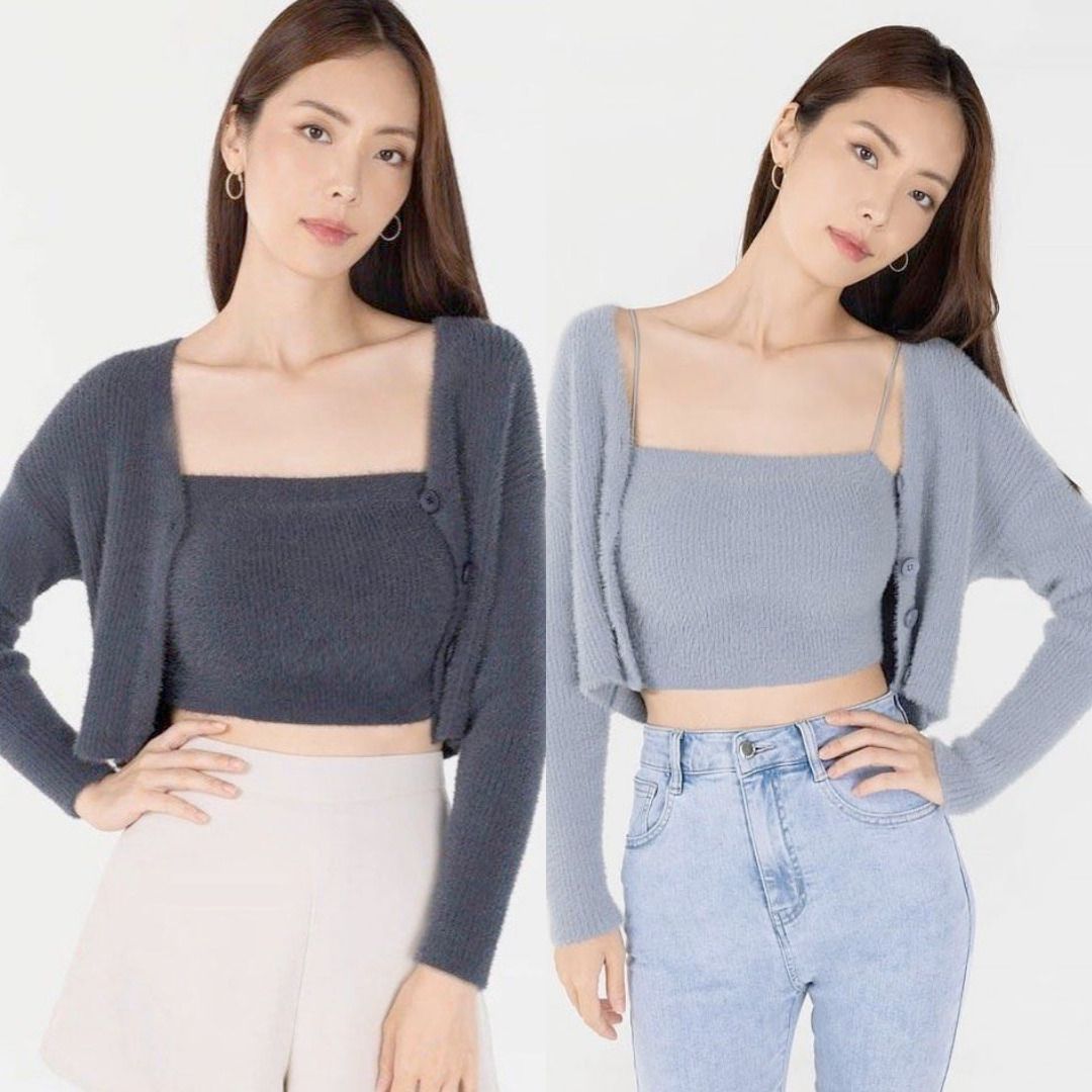 LOVET OASIS BUTTON SOFT FUZZY KNIT CARDIGAN SIZE S Women s Fashion Coats Jackets and Outerwear on Carousell