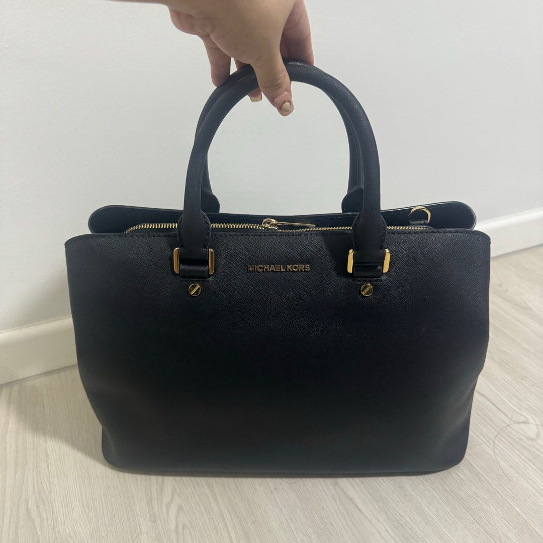 Michael kors savannah large satchel black outlet