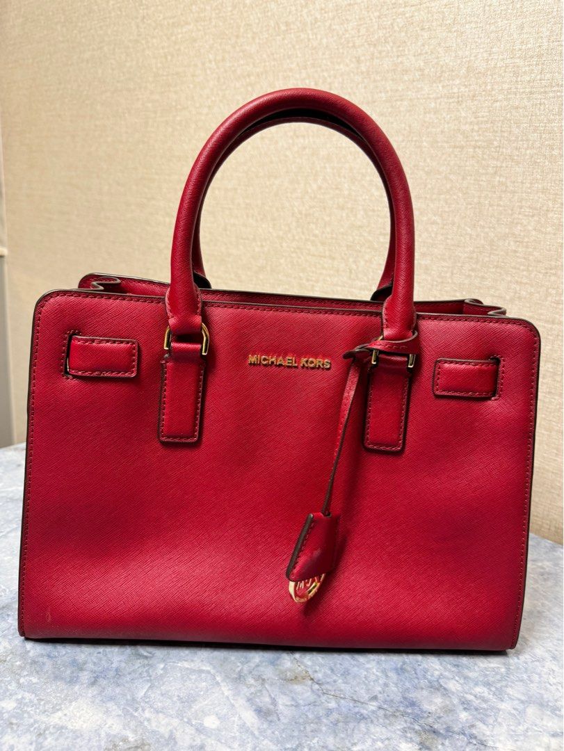 Red leather discount michael kors purse