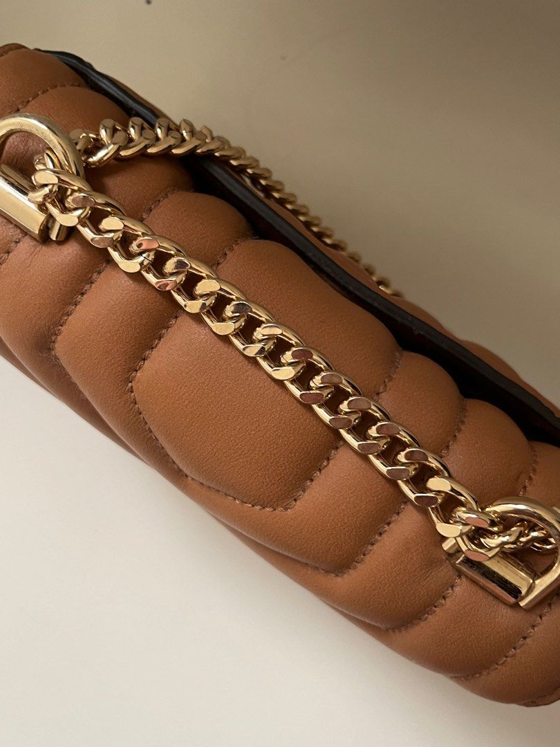 MICHAEL KORS whitney quilted brown lamb skin
