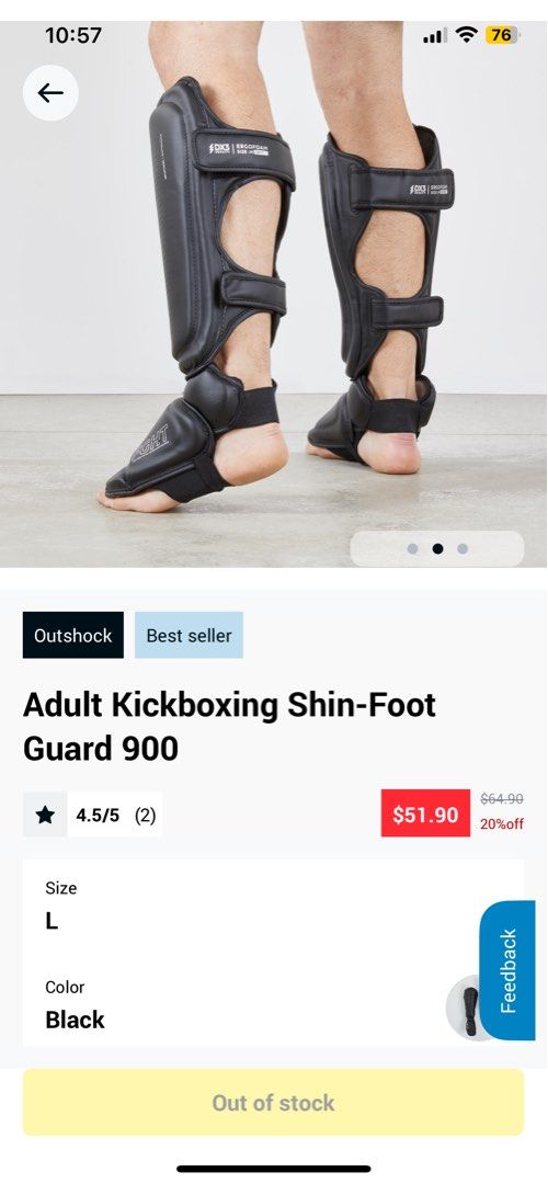 Adult Kickboxing/Muay-Thai Shin-Foot Guard 900 - Black. - Decathlon