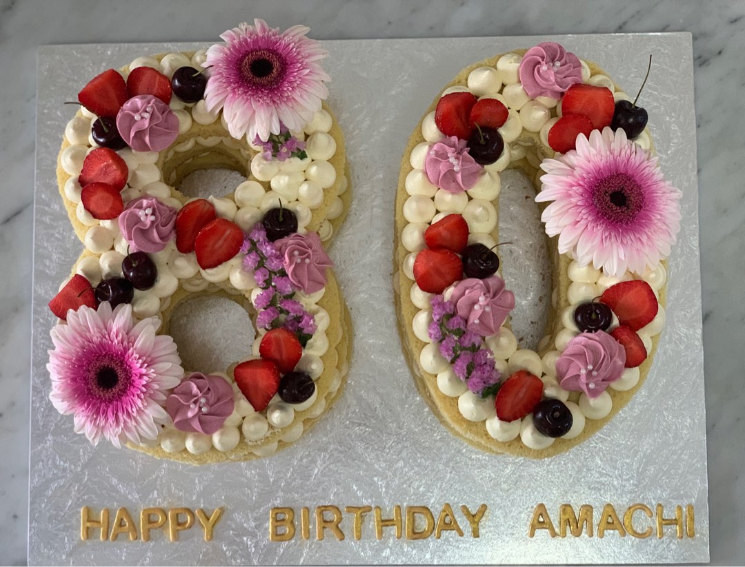 Our monogram cake still make a cute celebration cake just like this  milestone cake for Oona's FIRST MONTH celebration 🌸 #numbercake... |  Instagram