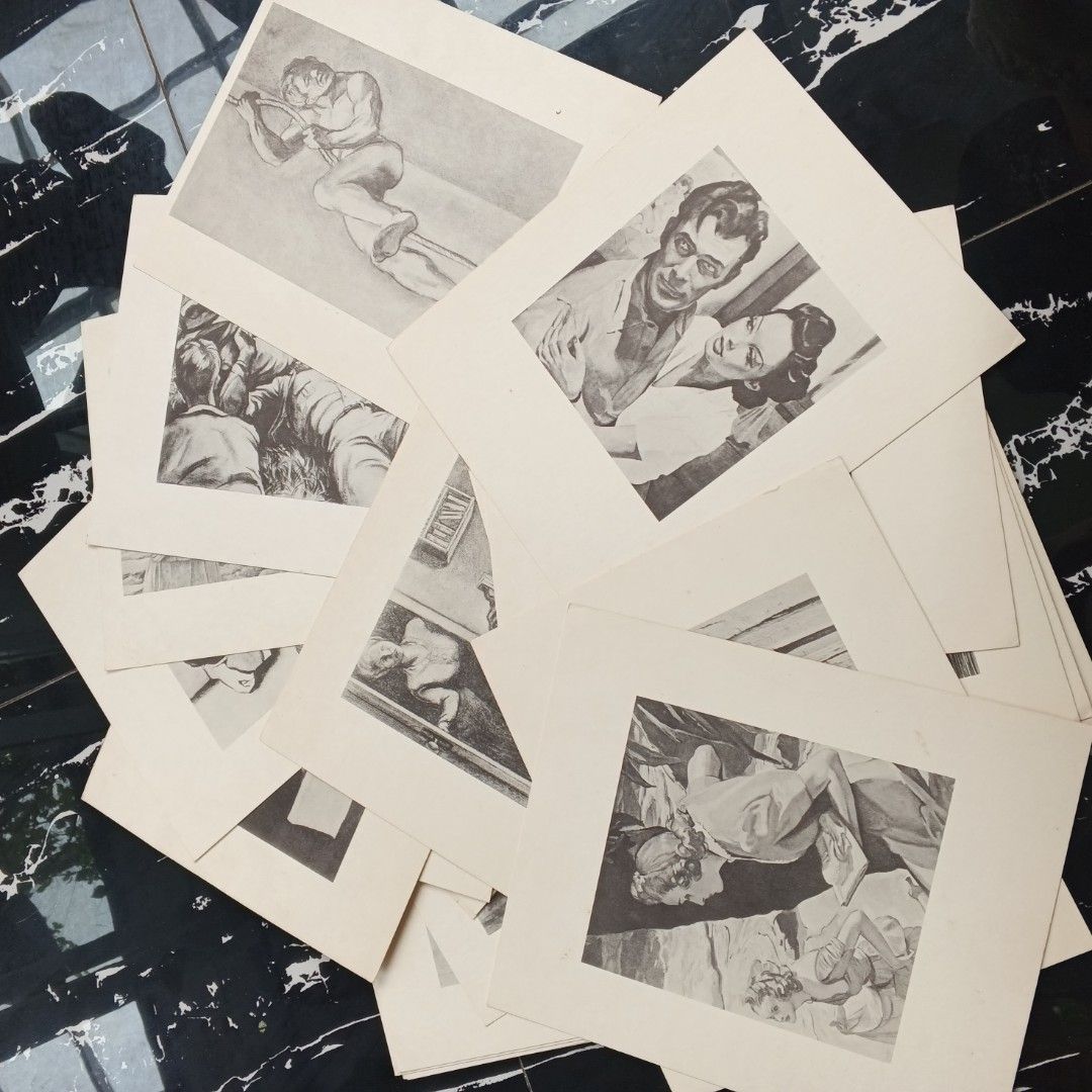 Printout sketsa jadul kertas tebal perkuraan tahun 50an, Antik, Lainnya