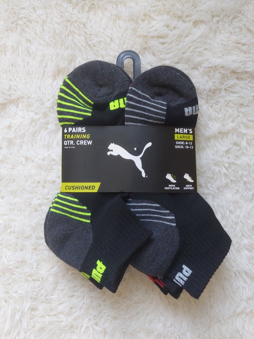 Puma Men's Socks (Large) - 6 pairs (Category: Socks) located in Quezon City. Submitted by affordable.stuff.for.sale (Listing ID 1289558534, Image 2). Description: Puma Men's Socks - 799 per bundle - 💯 authentic and imported - 6 pairs per bundle - available stocks - qtr crew - white × black - training low cut - white × grey × black - training qtr crew - black - shoe size : 8-12 - Sock: 10-13 - mesh ventilation and arch support for the training qt