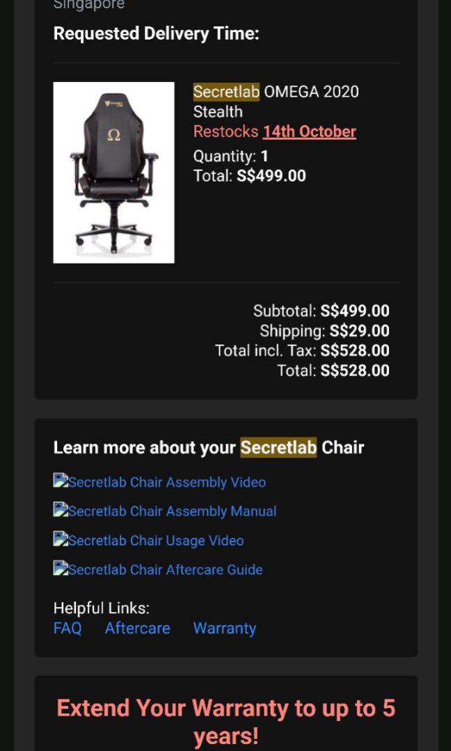 Secret lab chair warranty shop
