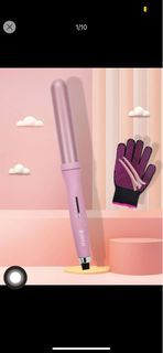 SHEIN Aluminum Alloy Curling Iron With Glove & Hair Clip, Modern Pink Professional Hair Curler For Home