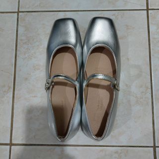 silver mary janes