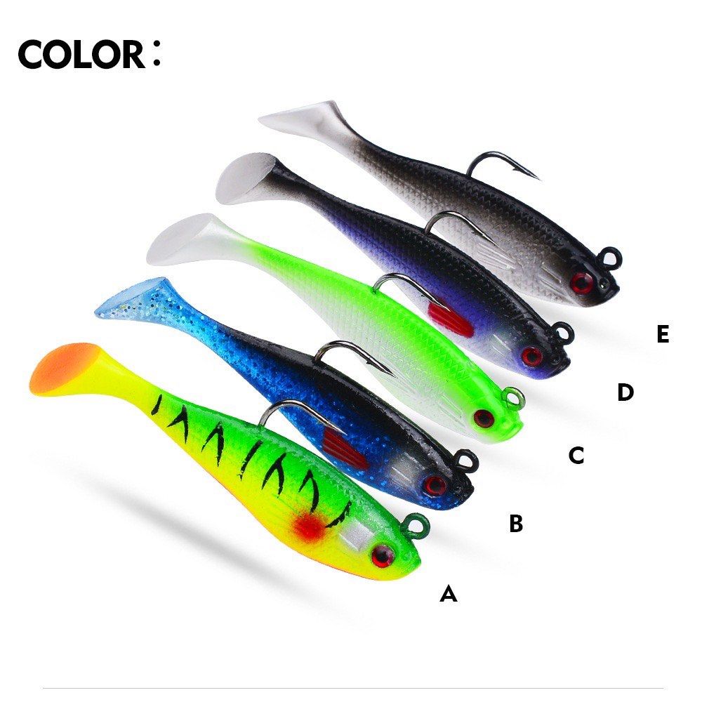 Soft Lure Fishing Lures Umpan Mancing 7.5cm/9.5g Lead Fish T-Tail Fishing  Lures with Hooks Silicone Artificial Fishing Bait Fishing Jigs for Bass and  Trout Fishing, Sports Equipment, Fishing on Carousell