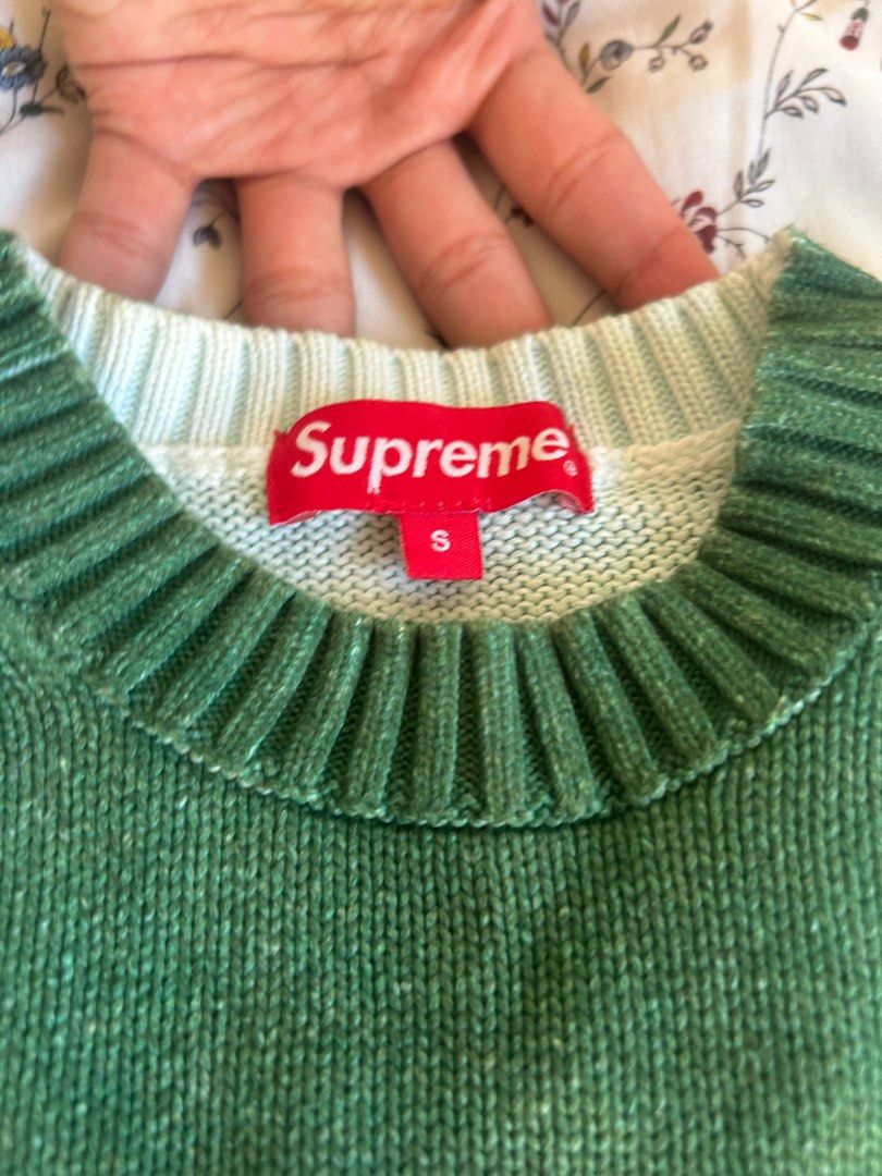 supreme printed washed sweater olive - fawema.org