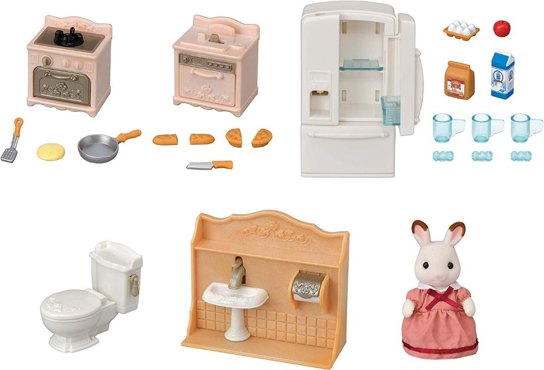 Sylvanian Families My First Furniture Starter Set Kitchen Bathroom Rabbit Doll House Accessories Miniature Toys (Category: Kids Toys) located in Quezon City. Submitted by cloverlaneph (Listing ID 1289512676, Image 3). Description: Stock Availability and Order Form: https://cloverlaneph.myshopify.com/ On Hand in Manila, Ready to Ship Brand New and Sealed Authentic Sylvanian Families from Japan Chocolat Rabbit Mom Doll and furniture set. Each furni