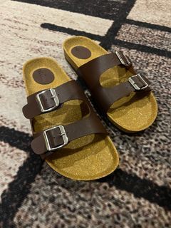 The Adventure Slip-on Buckle Sandals in Brown Leather
