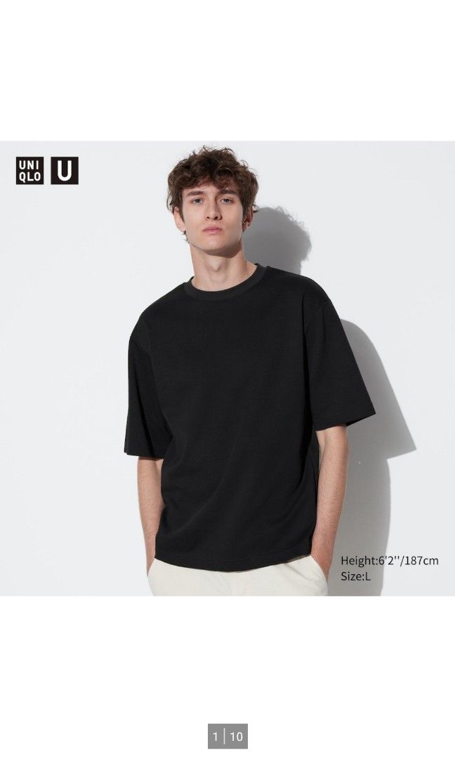 Uniqlo airism crew neck oversized t shirt Men s Fashion Tops Sets Tshirts Polo Shirts on Carousell