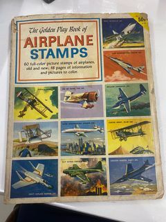 VINTAGE GOLDEN PLAY BOOK OF AIRPLANE STAMPS 1954 COMPLETE WITH EVERY STAMP - Collection - preloved