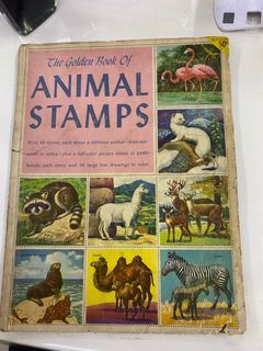 VINTAGE GOLDEN PLAY BOOK OF ANIMAL STAMPS 1954 COMPLETE WITH EVERY STAMP - Collection - preloved