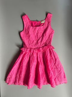 Vintage Miu Miu Hot Pink Textured Organza Babydoll Dress