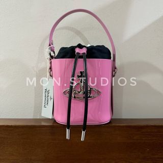 Vivienne Westwood Small Pink Daisy Bucket Leather Bag  (Authentic)
