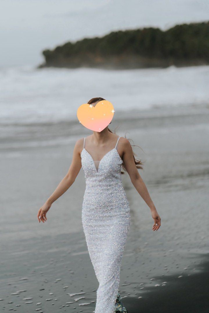 White sequin clearance wedding gown