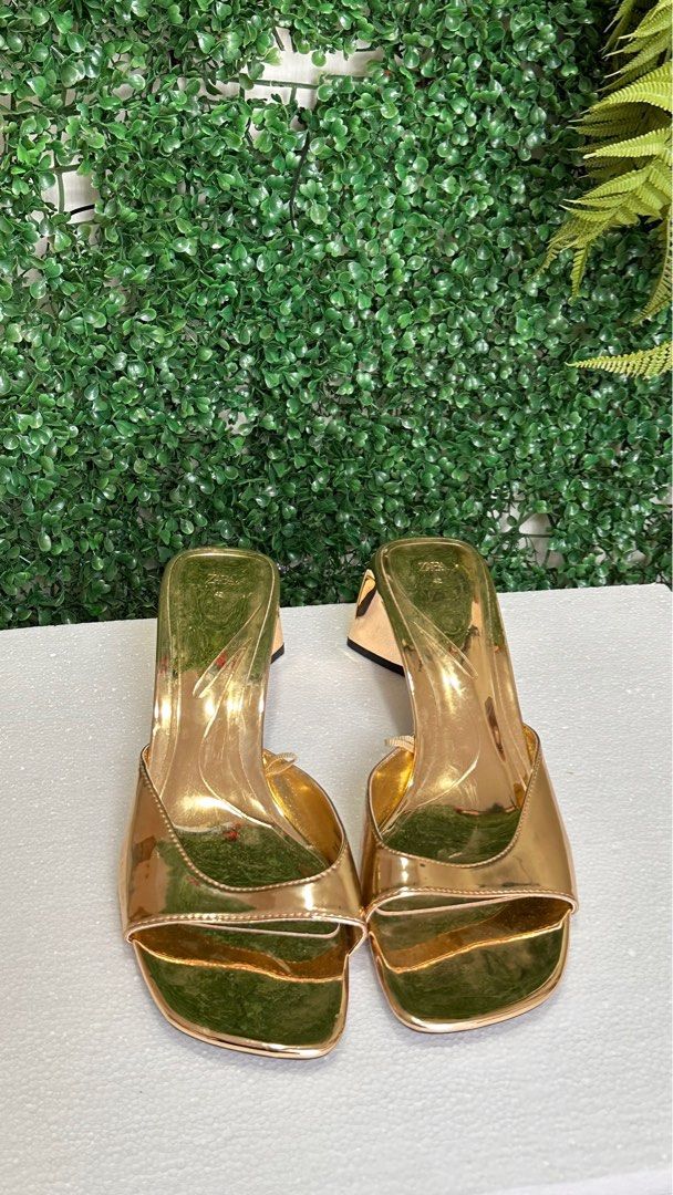 Zara gold mules hotsell