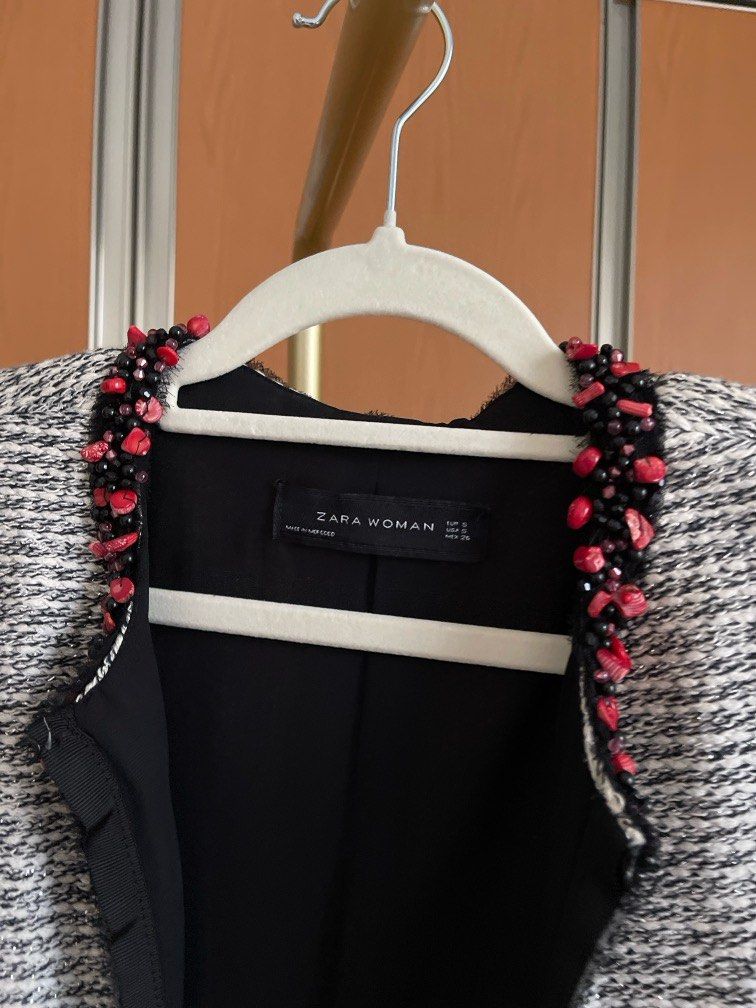 Zara Tweed jacket blazer bukan duma, Fesyen Wanita, Pakaian Wanita