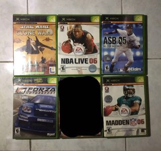 1st generation Xbox games (Star Wars, NBA Live 06, Forza, Madden 06, ASB 05, NBA Live 2005, NFL 2K5, Madden 2005)