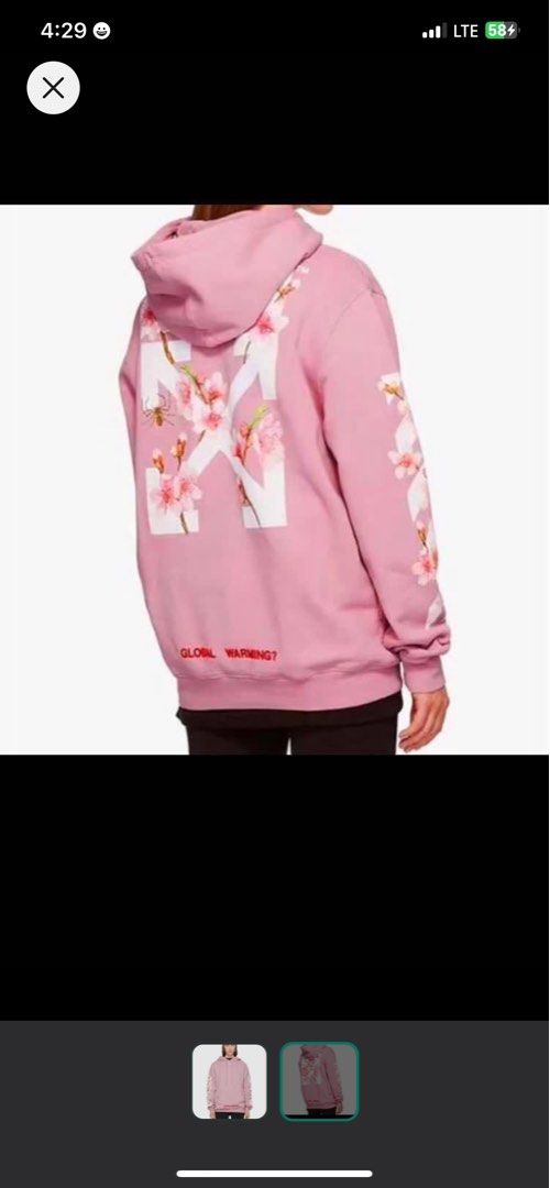 Off white global cheap warming pink hoodie