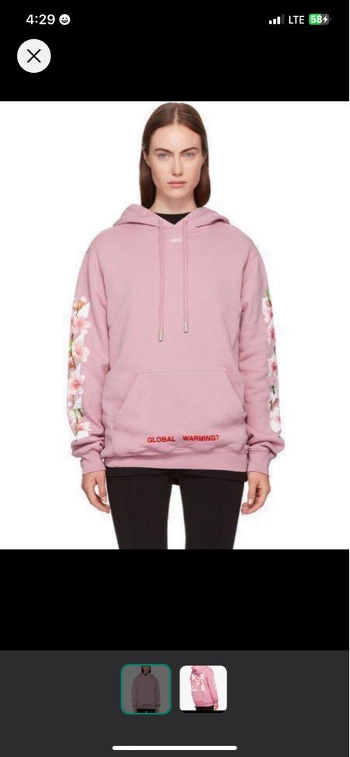 Off white global cheap warming pink hoodie
