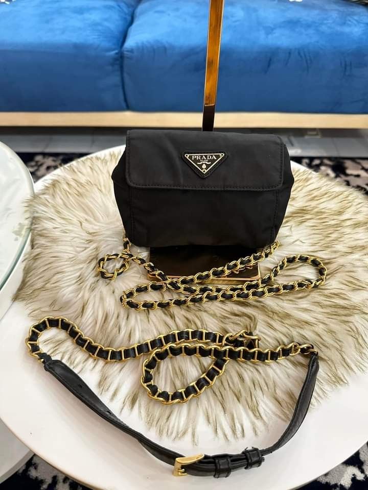 Prada belt bag with chain top