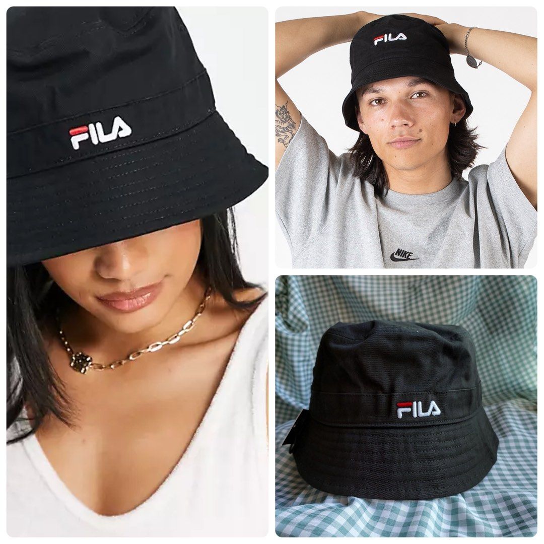 Fila Logo Butler Bucket Hat in Black tnf mardi