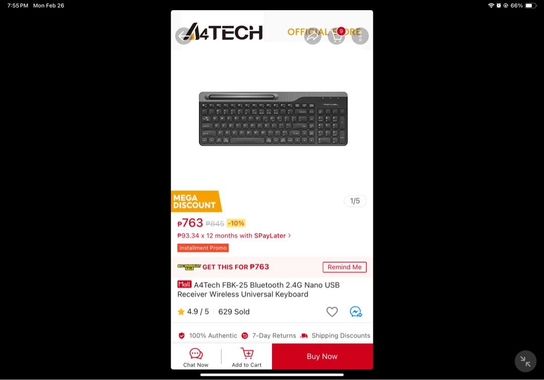 A4Tech Keyboard (FBK-25) (Category: Computer Keyboard) located in Manila. Submitted by _rinaa (Listing ID 1289793884, Image 2). Description: .