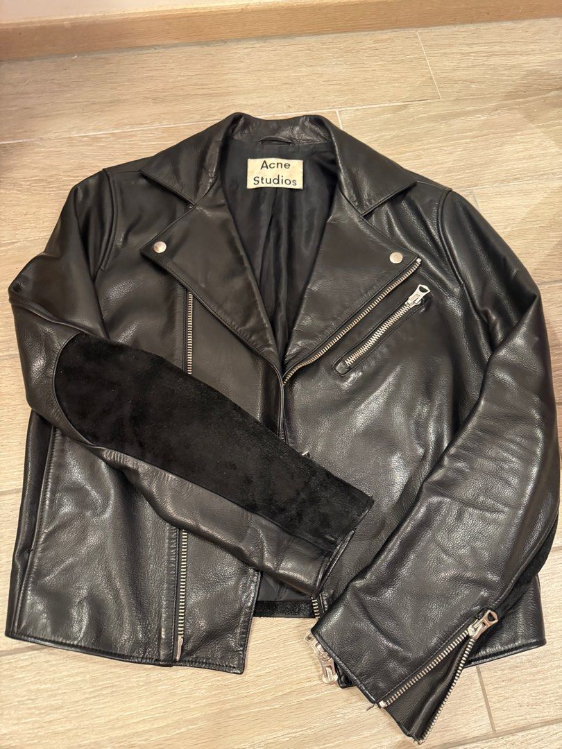 Acne Studios Gibson Leather Biker Jacket 皮褸Rider, 名牌, 服裝