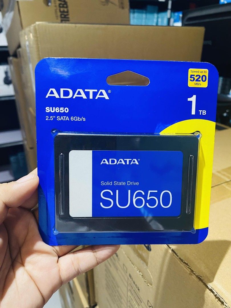 ADATA 1TB 2.5" SSD Sata SU650 ASU650SS-1TT-R (Category: Hard Disks & Thumbdrives) located in Makati City. Submitted by techubstoreandaccessories (Listing ID 1289757287, Image 2). Description: ADATA 1TB 2.5" SSD Sata SU650 ASU650SS-1TT-R Ready for Pick-Up / Same Day Delivery Via Lalamove‼️ DETAILS: ✅ Actual Picture Posted. ✅BRAND NEW, SEALED, & ORIGINAL. ✅7 Days Replacement for Factory Defects and 1year Limited Warranty. (Terms and conditions appl