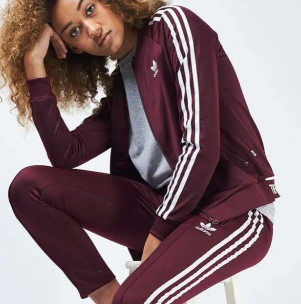adidas zip up track jacket maroon Women s Fashion Coats