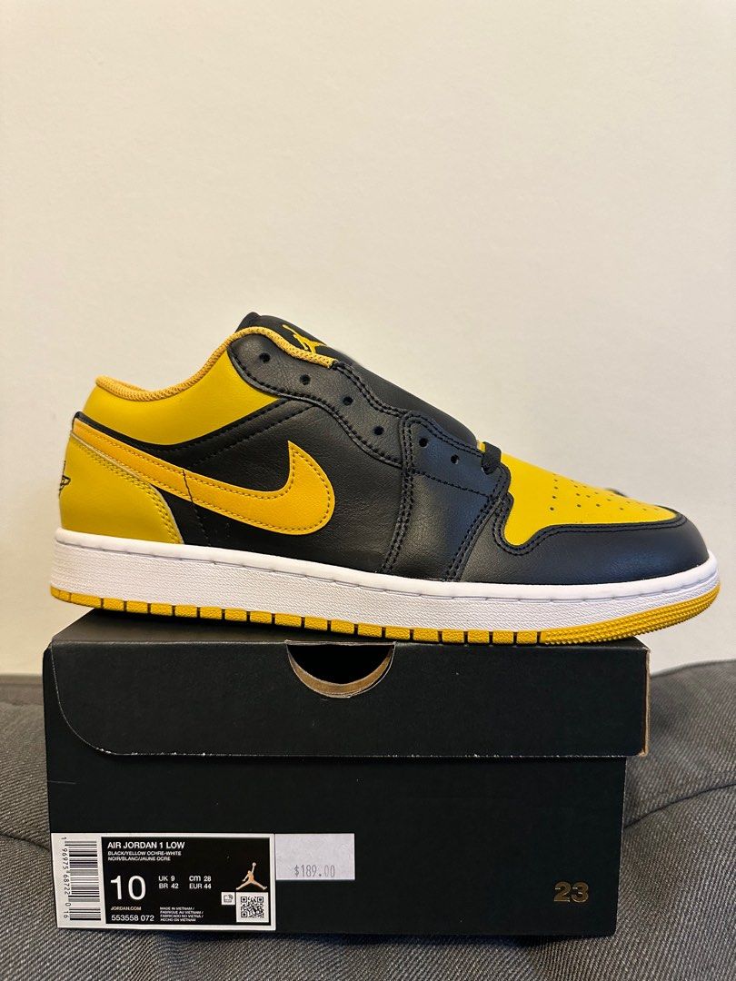 Air Jordan 1 Low Black Yellow Ochre White Men US 10 Men s Fashion Footwear Sneakers on Carousell