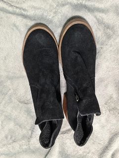 Black faux suede ankle boots