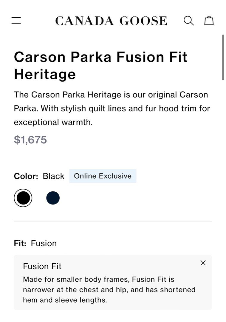 Canada goose fusion fit carson clearance