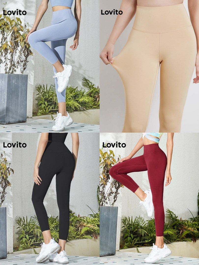 Lovito Summer Plain High Waist Sports Yoga Pants Compression Leggings for  Woman L02044 (Light Blue/Pink/Black/Dark Blue), Women's Fashion, Activewear  on Carousell