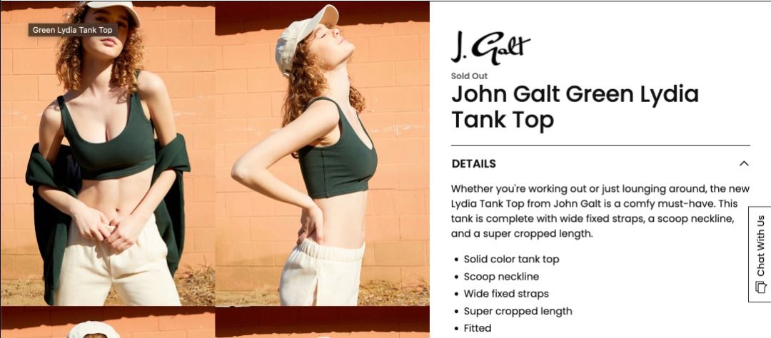 John Galt Green Lydia Tank Top