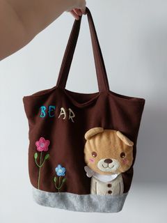 Brown Bear Shoulder Tote Bag