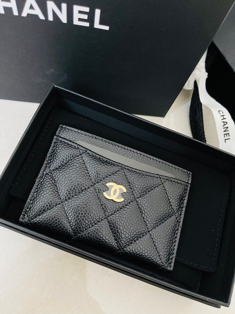 Chanel Classic Card Holder in Silver in Caviar
