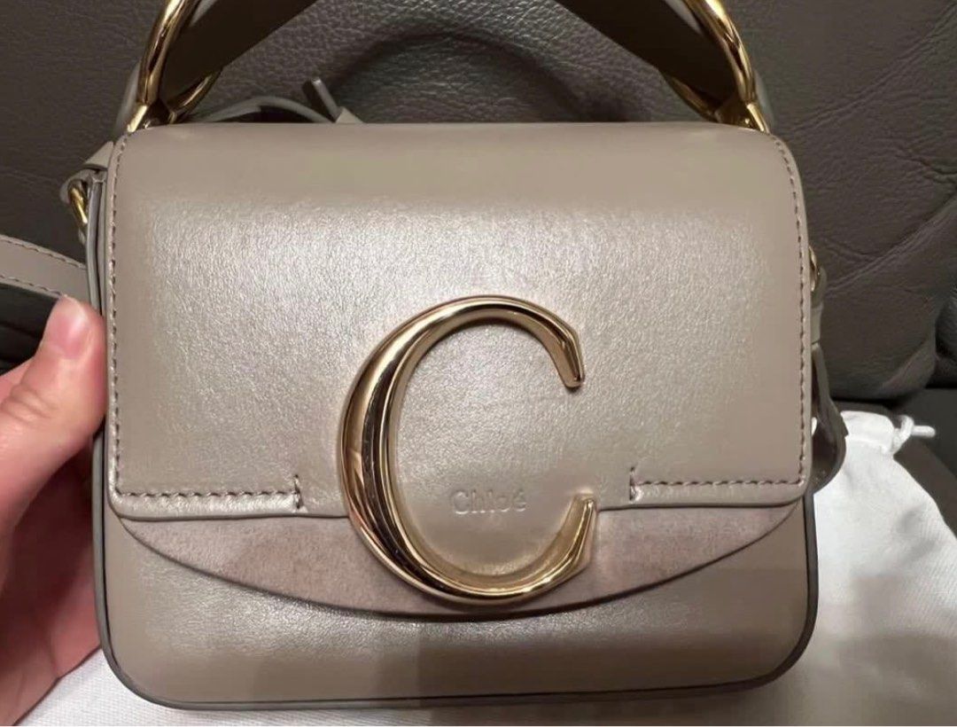 Chloe Mini C Bag Matt Grey, 名牌, 手袋及銀包- Carousell